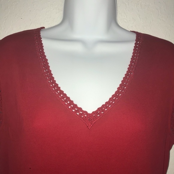 Lauren Ralph Lauren Ribbed & Crochet Knit Top L - Picture 2 of 4